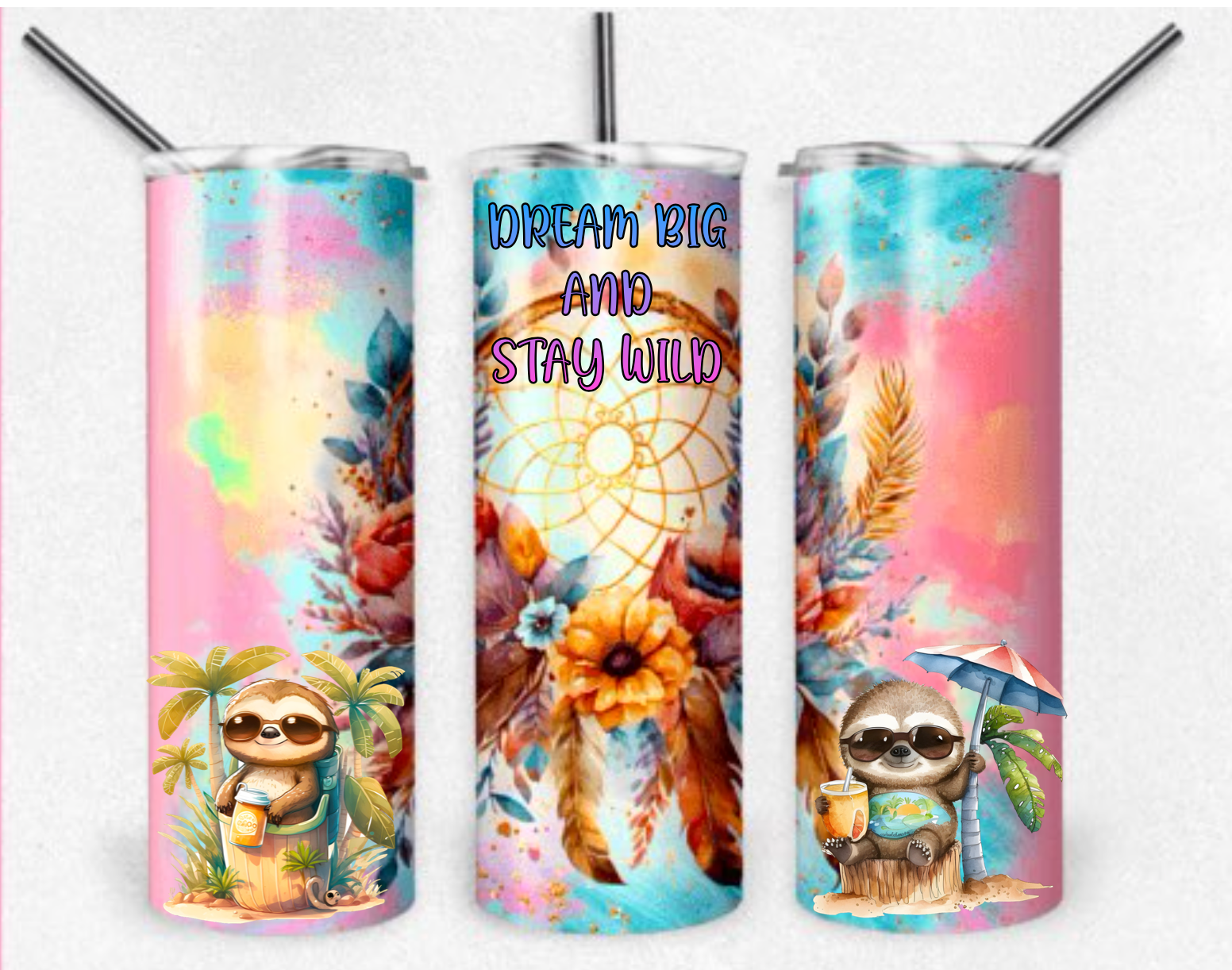 Floral Sloth Tumbler, Sublimation Tumbler